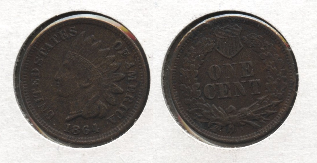 1864 Bronze Indian Head Cent AU-50 #b Porous