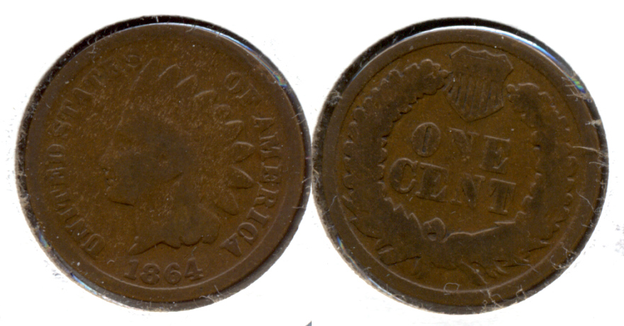 1864 Bronze Indian Head Cent Good-4 ay