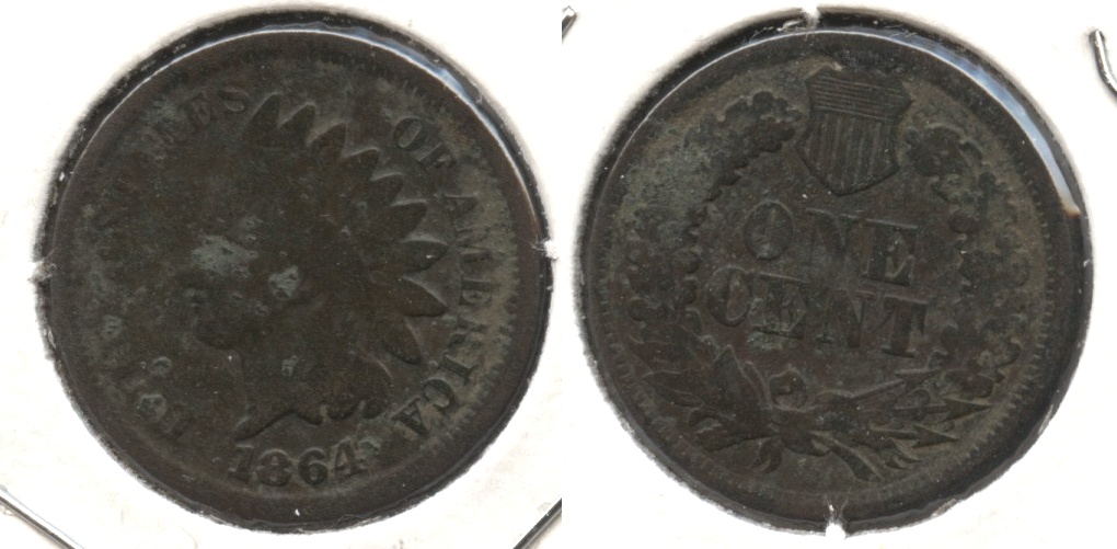 1864 Bronze Indian Head Cent Good-4 #bc Dark