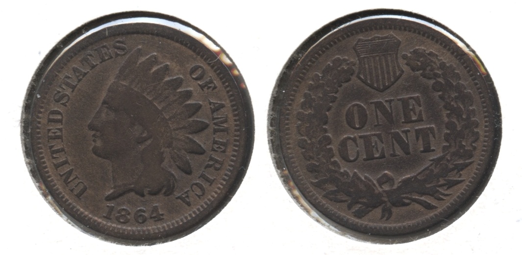 1864 Bronze Indian Head Cent Good-4 #bi Cleaned