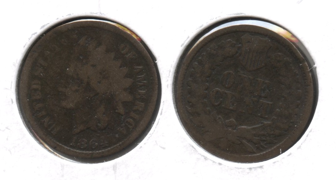 1864 Bronze Indian Head Cent Good-4 #bt Warped
