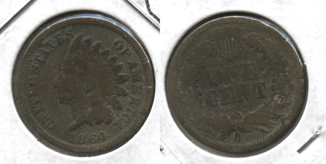 1864 Bronze Indian Head Cent Good-4 #bv Porous