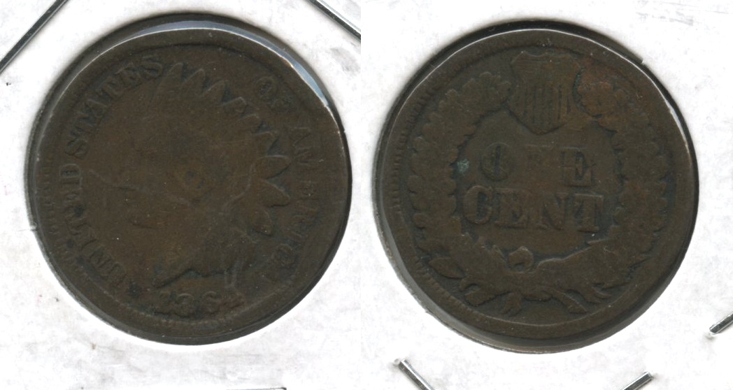 1864 Bronze Indian Head Cent Good-4 #bw Damage