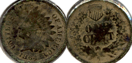 1864 Bronze Indian Head Cent Good-4 g Dark