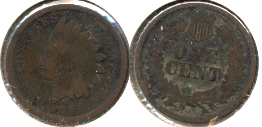 1864 Bronze Indian Head Cent Good-4 z Verdigris