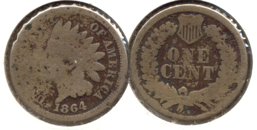 1864 Copper Nickel Indian Head Cent AG-3 b