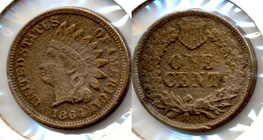 1864 Copper Nickel Indian Head Cent Fine-12 d Rough