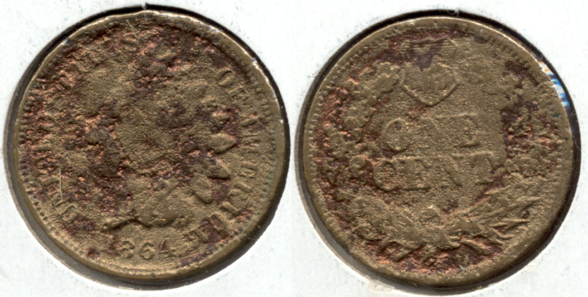 1864 Copper Nickel Indian Head Cent Good-4 Pitted