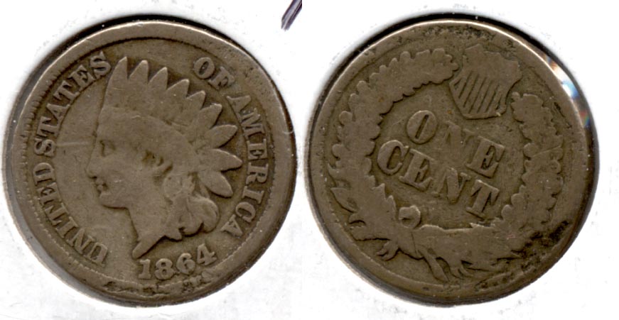 1864 Copper Nickel Indian Head Cent Good-4 #ai Rough Rim