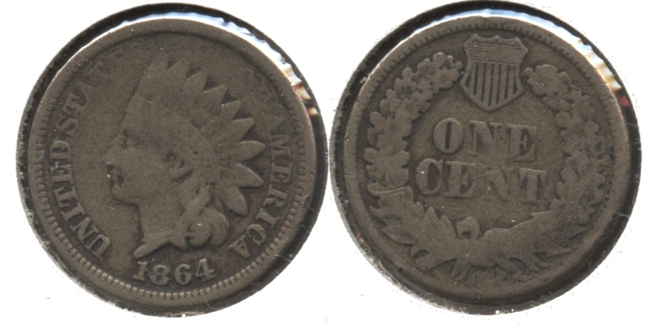 1864 Copper Nickel Indian Head Cent Good-4 al Slight Porosity
