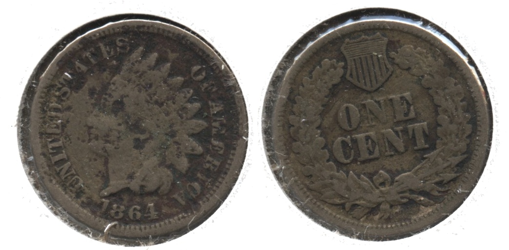 1864 Copper Nickel Indian Head Cent Good-4 #as Porous