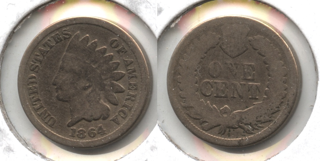 1864 Copper Nickel Indian Head Cent Good-4 #bb Cleaned