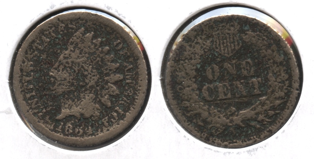 1864 Copper Nickel Indian Head Cent Good-4 #bc Porous