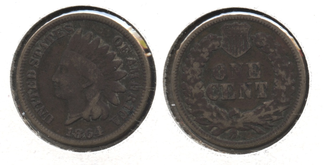 1864 Copper Nickel Indian Head Cent Good-4 #bg Dark