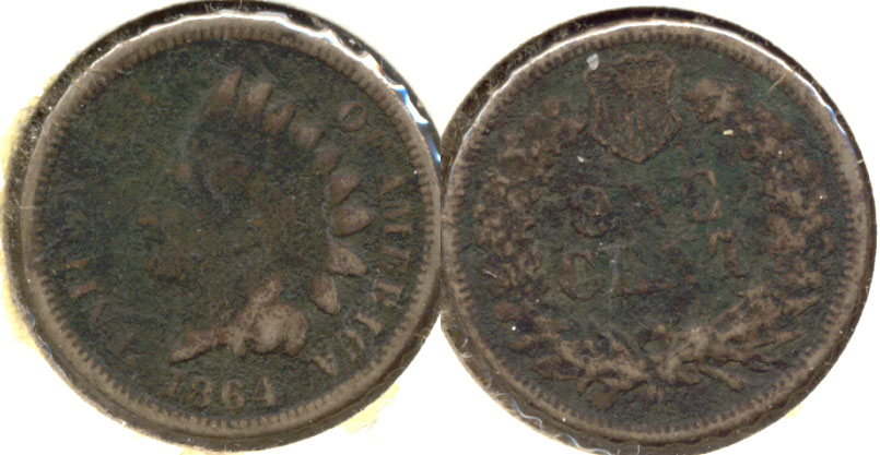 1864 Copper Nickel Indian Head Cent Good-4 e Dark