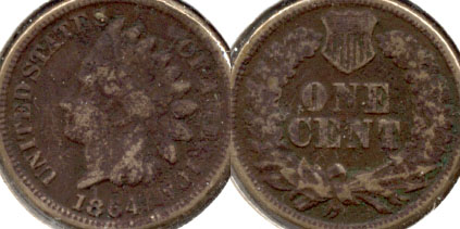 1864 Copper Nickel Indian Head Cent Good-4 f Dark