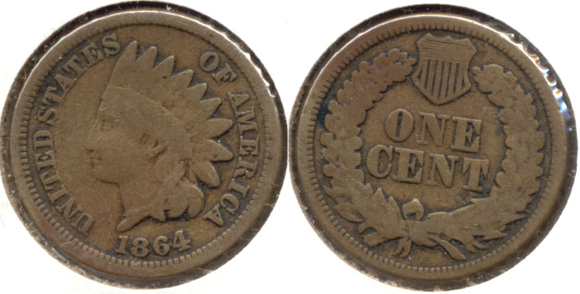 1864 Copper Nickel Indian Head Cent Good-4 m