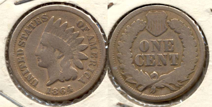 1864 Copper Nickel Indian Head Cent Good-4 p Cleaned