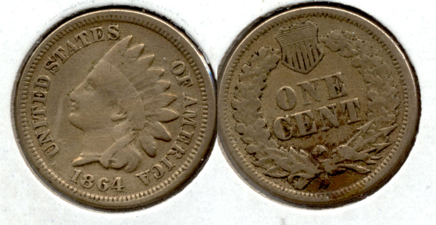 1864 Copper Nickel Indian Head Cent Good-4 q Cleaned Obverse