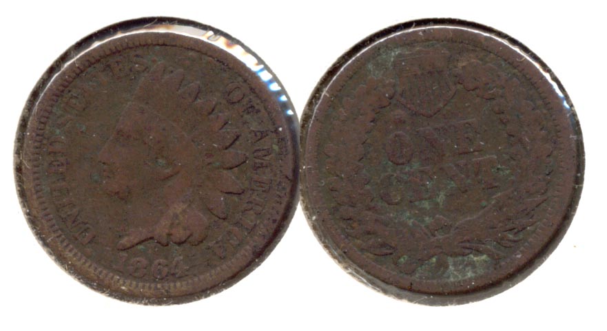 1864 Copper Nickel Indian Head Cent Good-4 v Dark