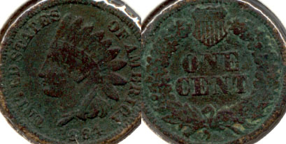 1864 Copper Nickel Indian Head Cent VG-8 b Dark Green