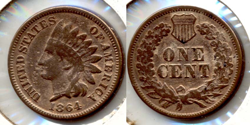 1864 Copper Nickel Indian Head Cent VG-8 #e Few Pits