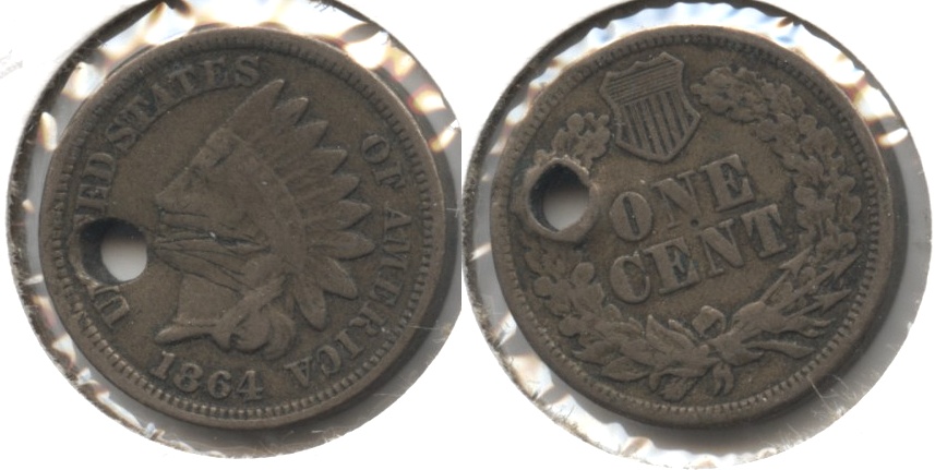 1864 Copper Nickel Indian Head Cent VG-8 #f Holed