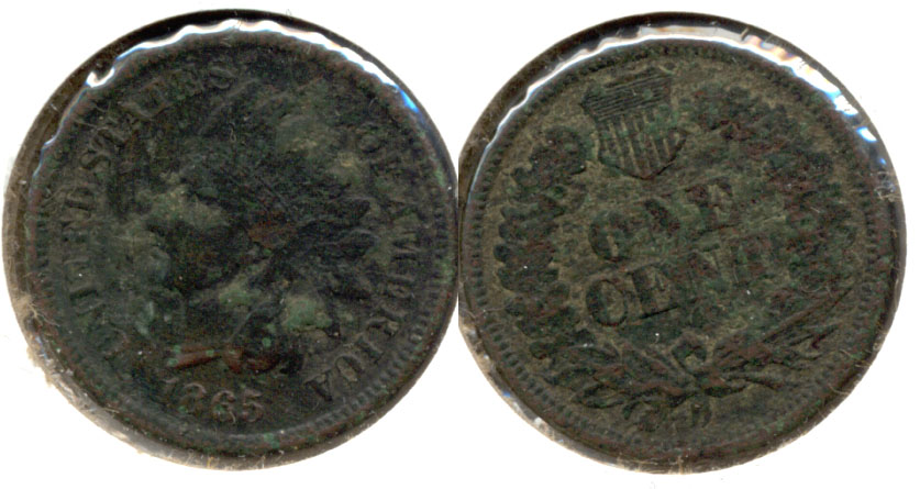 1865 Indian Head Cent Fine-12 c Dark