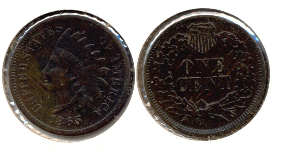 1865 Indian Head Cent Fine-12 h Dark