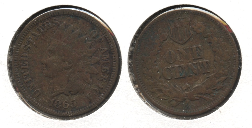 1865 Indian Head Cent Fine-12 #i Light Porosity