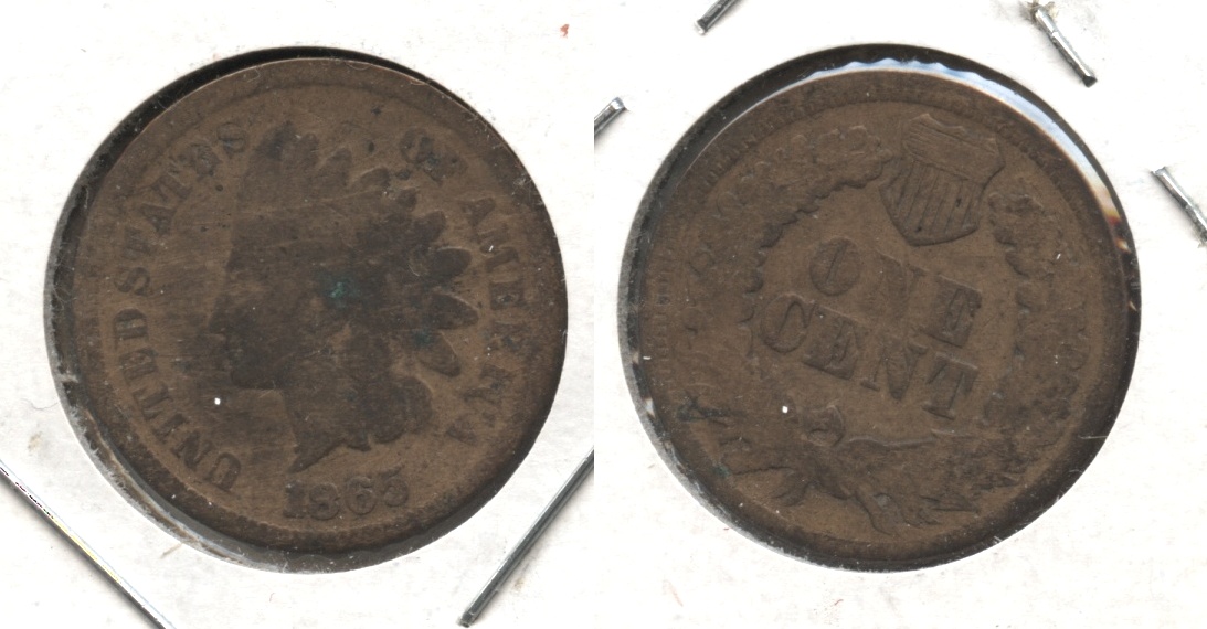 1865 Indian Head Cent Good-4 #ax Cleaned