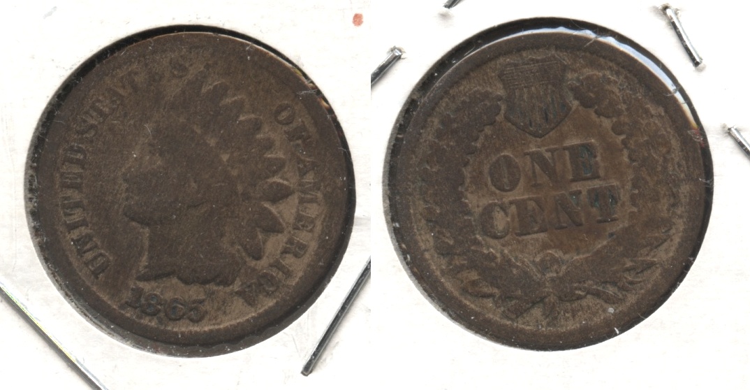 1865 Indian Head Cent Good-4 #az Cleaned