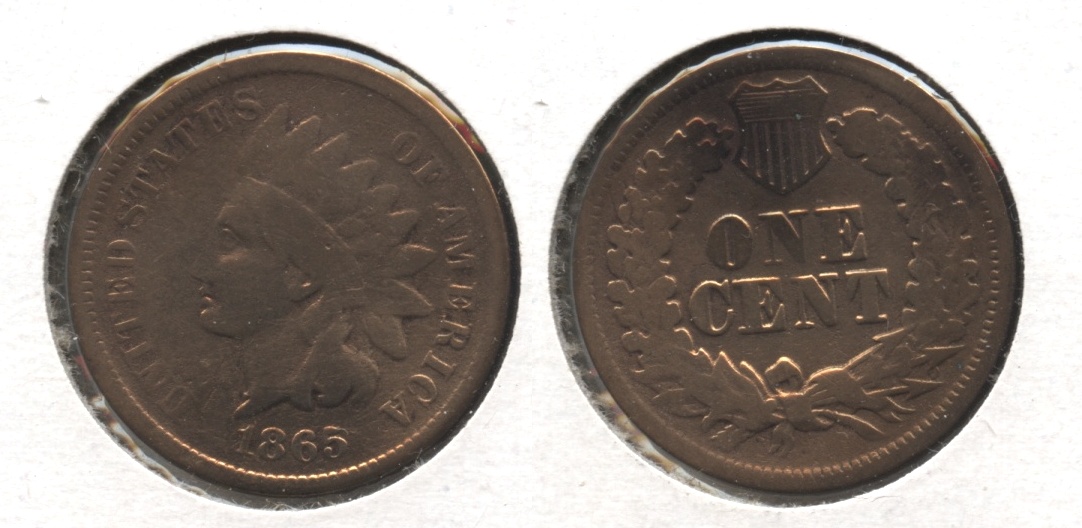 1865 Indian Head Cent Good-4 #be Cleaned