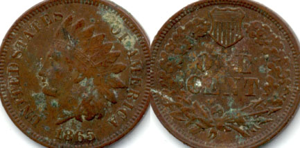 1865 Indian Head Cent VG-8 b Some Green