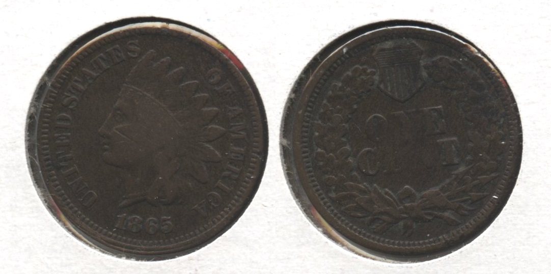 1865 Indian Head Cent VG-8 #j Reverse Bump