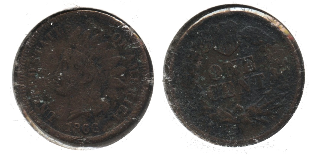 1866 Indian Head Cent Fine-12 Rough