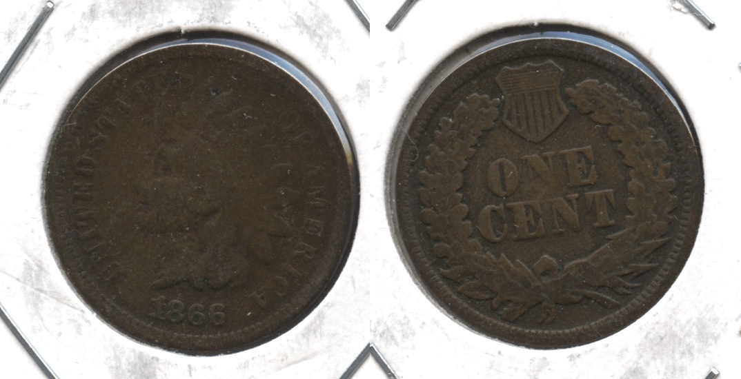 1866 Indian Head Cent Good-4 #s Clear Coat