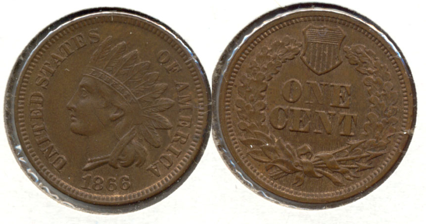 1866 Indian Head Cent MS-60 Brown