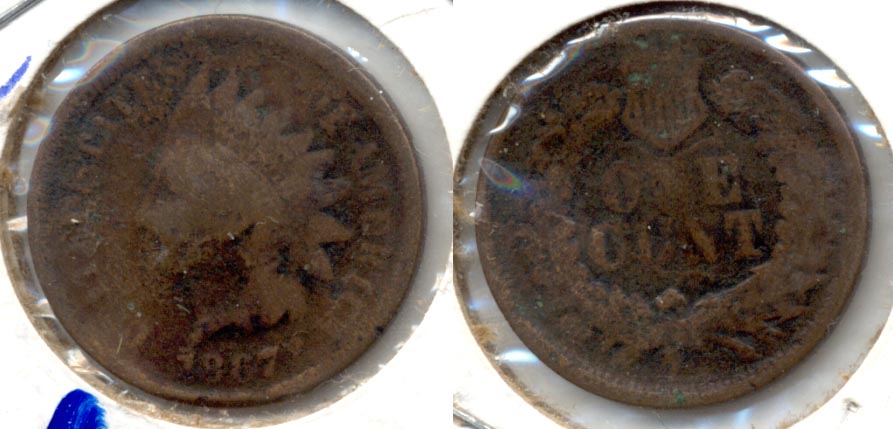 1867 Indian Head Cent AG-3 Dark Bent