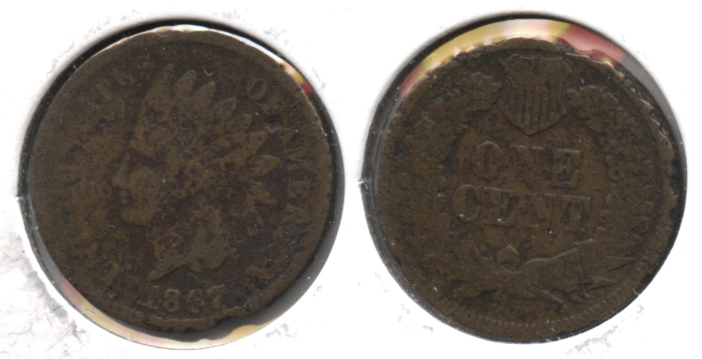 1867 Indian Head Cent Fair-2 #b