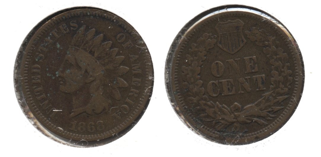 1868 Indian Head Cent Good-4 #n Porous