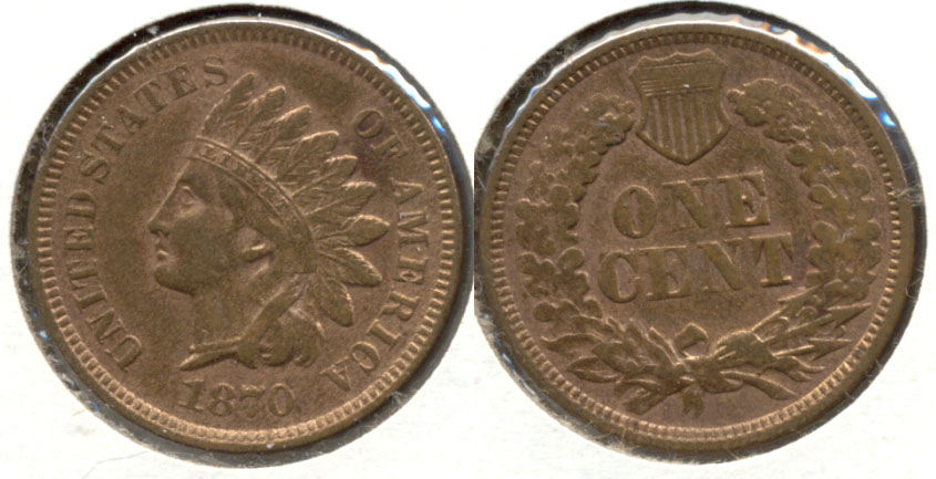 1870 Indian Head Cent EF-45