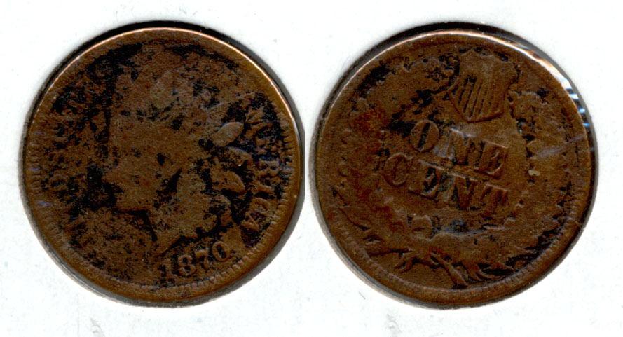 1870 Indian Head Cent Good-4 c Cleaned