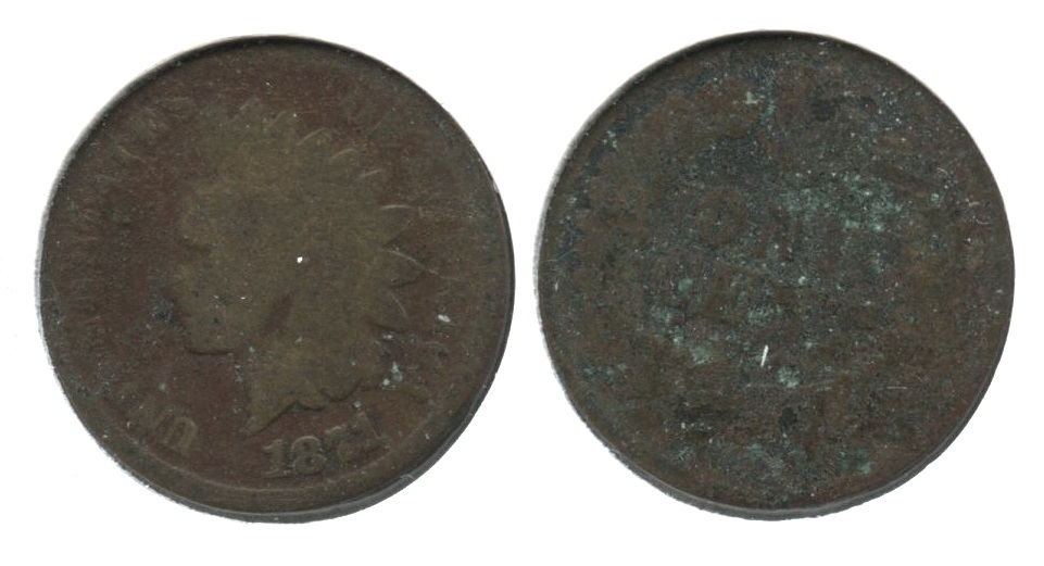 1871 Indian Head Cent Fair-2 #d