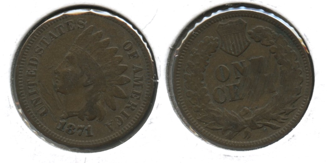 1871 Indian Head Cent VG-8 Scrapes