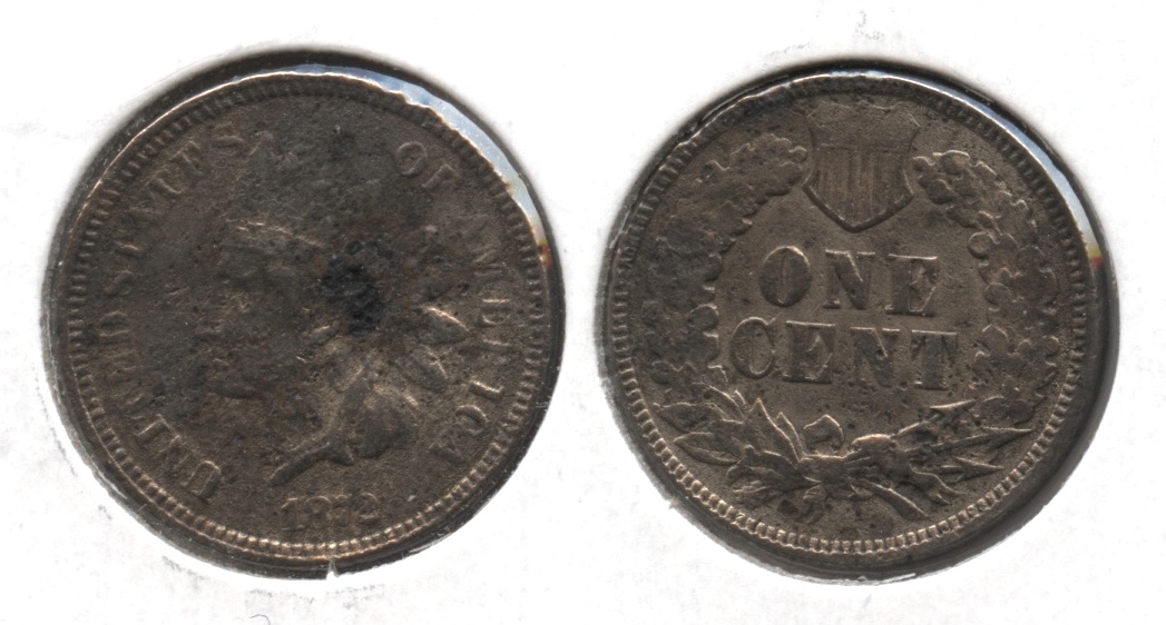 1872 Indian Head Cent Fine-12 #b Corrosion