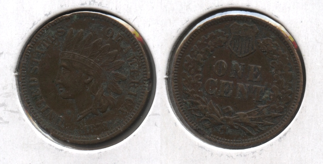 1873 Indian Head Cent AU-50 #a Dark