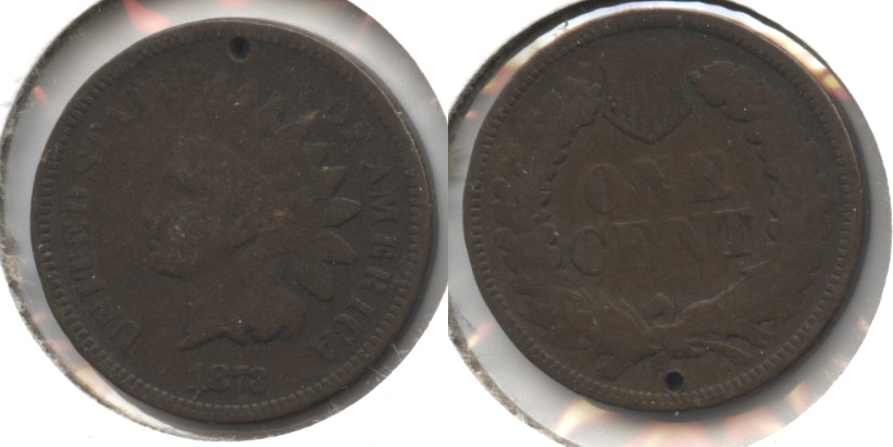 1873 Indian Head Cent Good-4 #aa Holed
