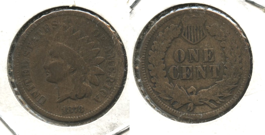 1873 Indian Head Cent Good-4 #av Cleaned