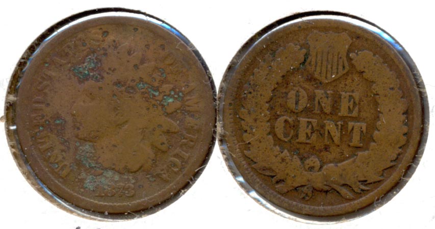 1873 Indian Head Cent Good-4 g Corroded